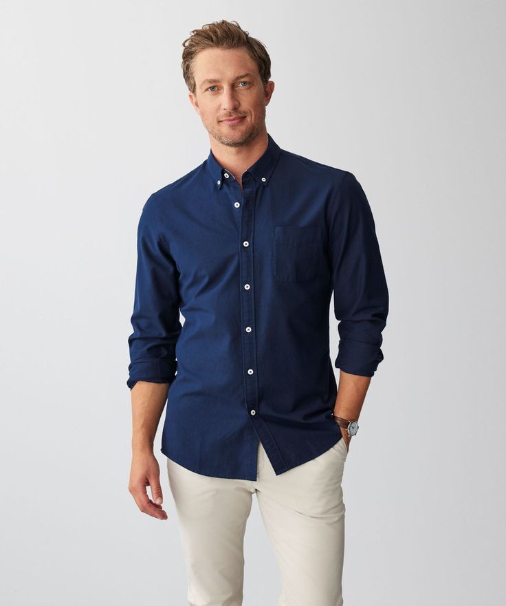 menbluecoloroxfordplainshirt